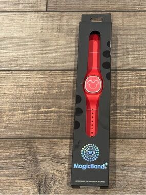 NEW Disney Parks Mickey Mouse Solid Red Color Magic Band Plus Unlinked